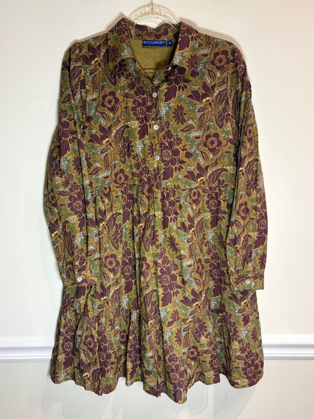 Anthropologie Ro's Garden Romy Mini Dress in Brown Olive Floral Size Medium - Picture 4 of 8